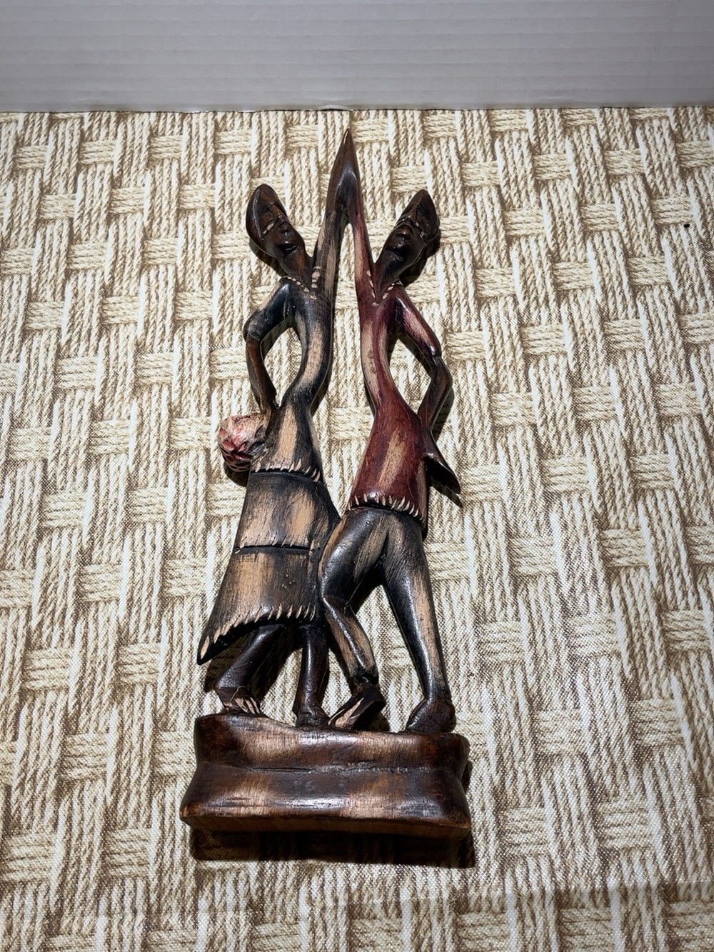 Handcrafted Brown Wooden Dance Sculpture Wall Accent